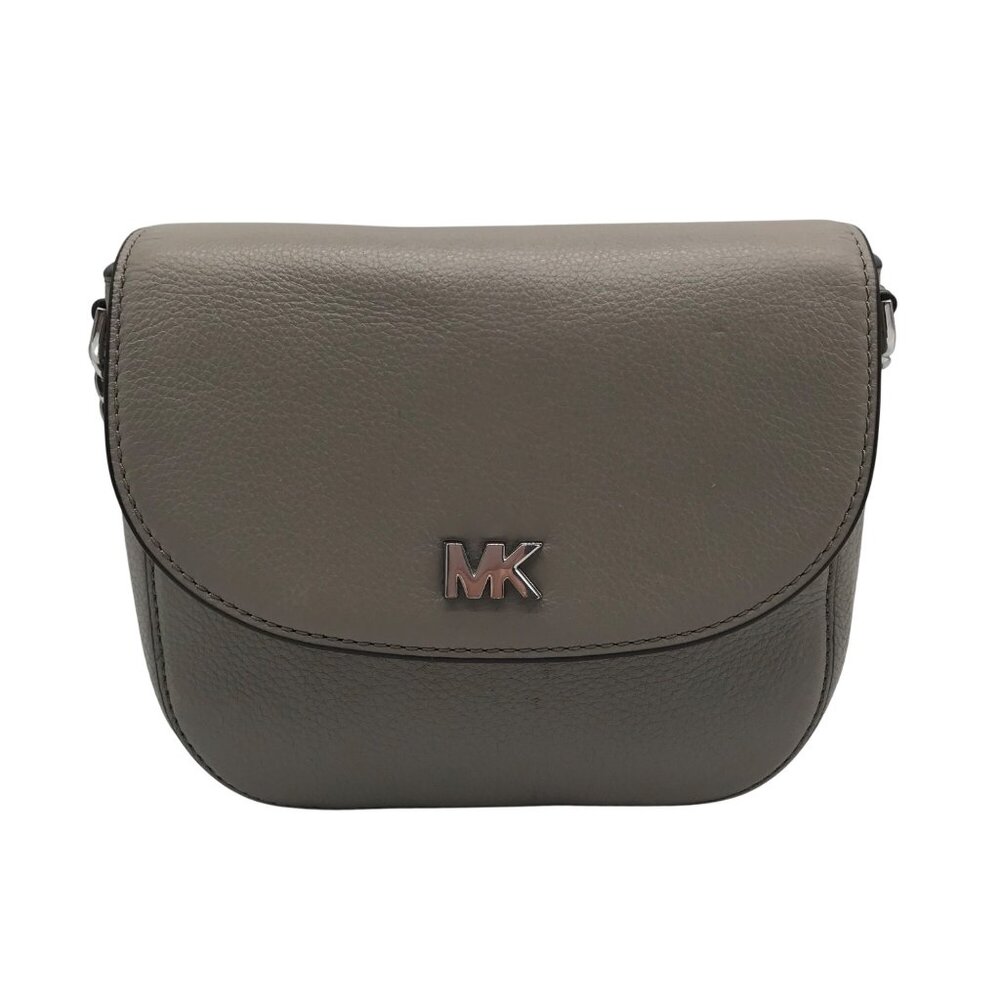 Michael Kors Gray Pebbled Leather Mott Crossbody Bag